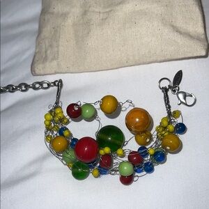 Multicolor Beaded Bracelet with Silver Wire